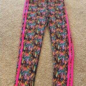 Vibrant Multicolor Women's Leggings with Pink Trim